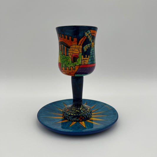 Painted Kiddush Cup & Plate