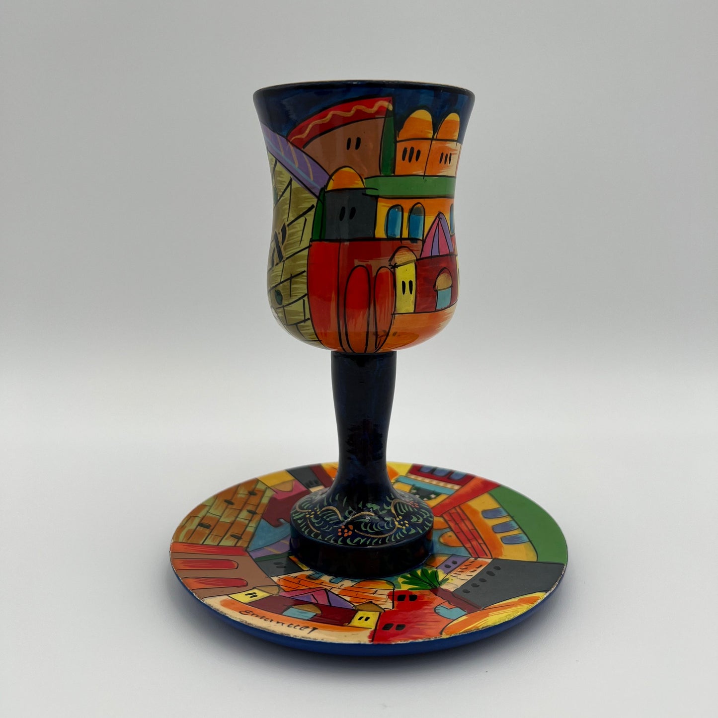 Painted Kiddush Cup & Plate