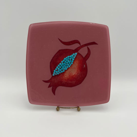 Artisan Serving Dish with Pomegranate Inlay